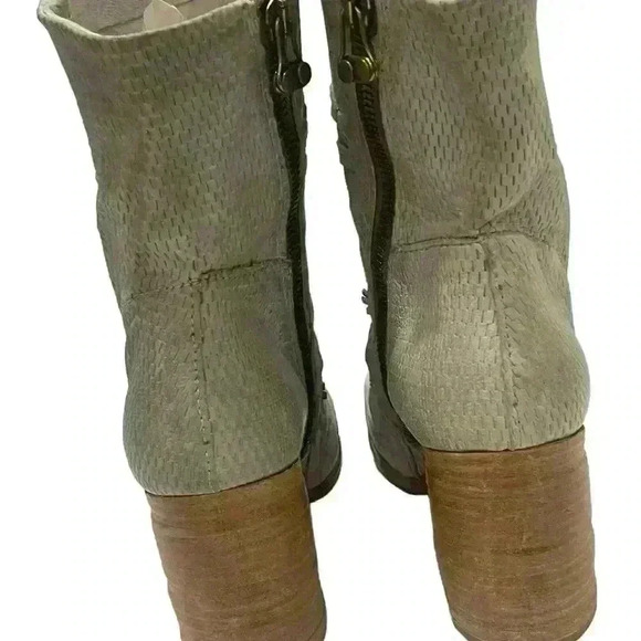 A.S. 98 Women's Gray Distressed Leather Woven Heeled Ankle Boots Size 37/ 6.5-7 - Picture 7 of 14